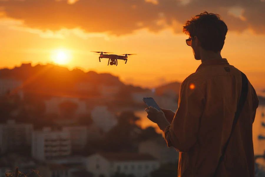 flying a drone with camera